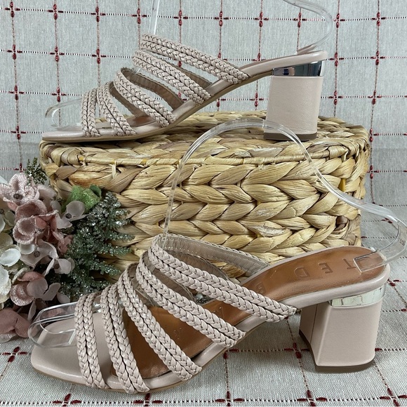 TED BAKER London “Emmalii” Strappy Slide Sandal Nude Pink Leather Braided Sz 7 - Picture 10 of 10